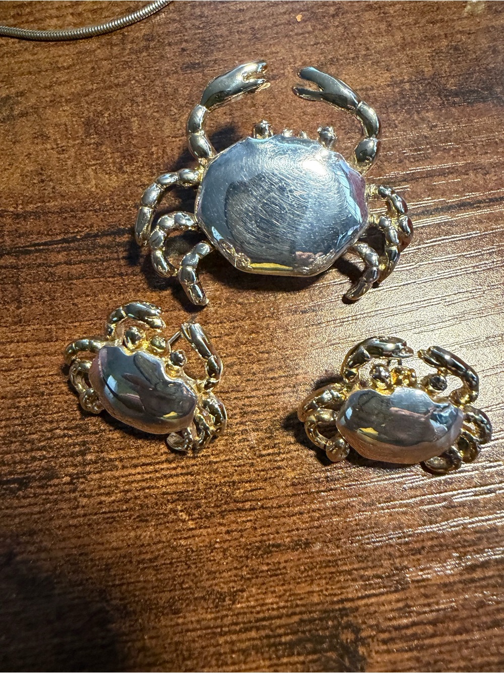 Gold & Silver Crab Pin Set - Nautical Brooches